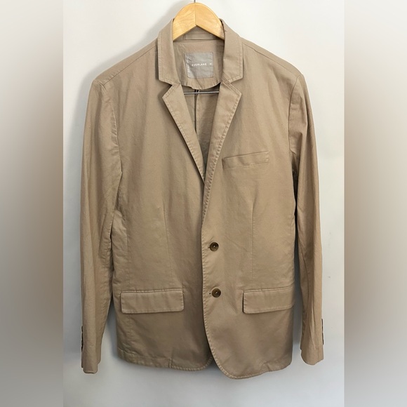 EVERLANE Blazer Mens 40 Single Breasted Linen Blend Sports Coat Beige Khaki EUC - Picture 6 of 15